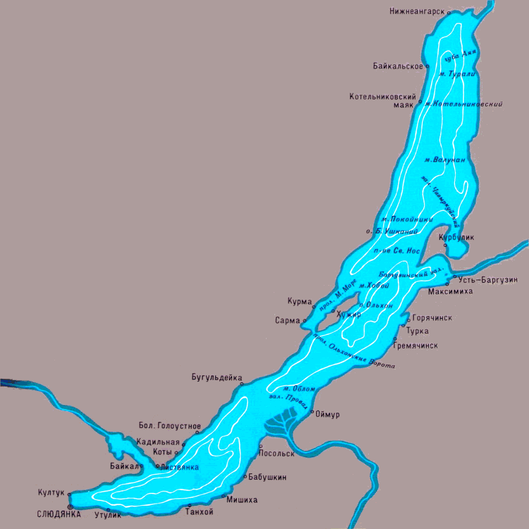 Карта байкала подробная