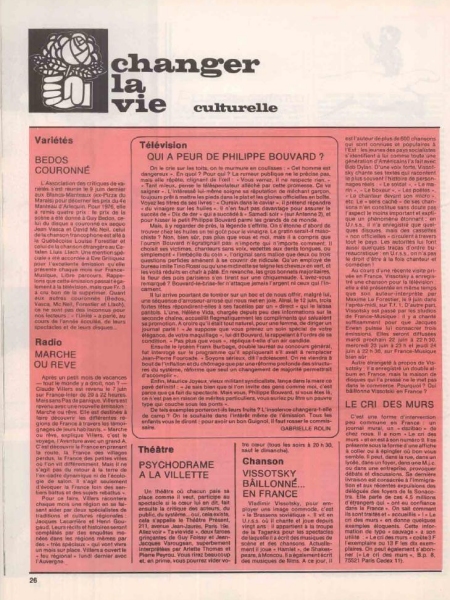 Еженедельник L'Unite 1976 - страница с текстом о ВВ